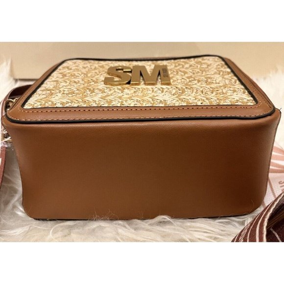 NWT STEVE MADDEN COGNAC BELIZZA WOVEN CROSSBODY HAND BAG AIRPODS TIKTOK VIRAL - Picture 6 of 8